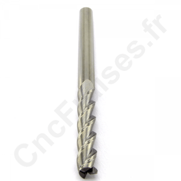 Fraise carbure 3 dents helicoidale speciale Alu 6mm série longue Fraise carbure 3 dents helicoidale speciale Alu 6mm série longue