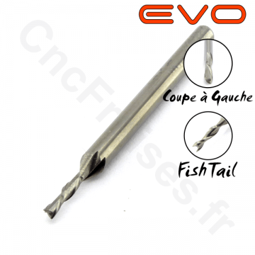 Fraise 2 dents Gauche FishTail 1.5mm LU 6mm Q 3.175mm EVO