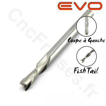 Fraise 2 dents Gauche FishTail 3.17mm LU 8mm Q 3.175mm EVO