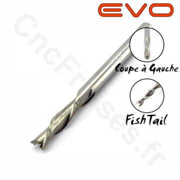 Fraise 2 dents Gauche FishTail 3.17mm LU 12mm Q 3.175mm EVO