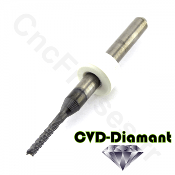 Fraise coupe diamant carbure CVD-D 1.5mm LU 7mm Q 3.175mm