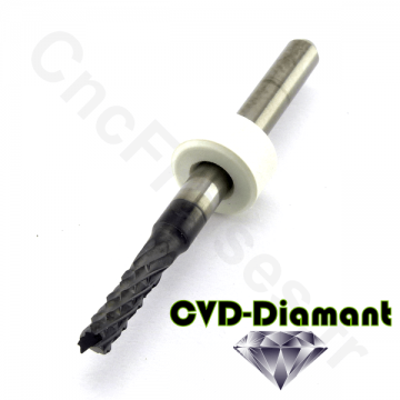 Fraise coupe diamant carbure CVD-D 2.5mm LU 9mm Q 3.175mm