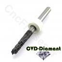 Fraise coupe diamant carbure CVD-D 3mm Longueur utile 10 mm Queue 3.175 mm