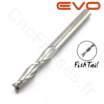 Fraise 2 dents FishTail 3.17mm LU 15mm Q 3.175mm EVO