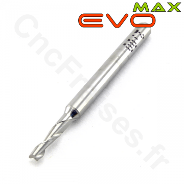 Fraise 2 dents carbure 2 mm LU 8mm Q 3.175mm EVOMAX