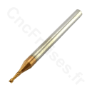 Fraise carbure 2 dents helicoidale revêtue TiSiN HRC45 Diametre 1.5 mm Queue 4 mm