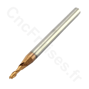 Fraise carbure 2 dents helicoidale revêtue TiSiN HRC45 Diametre 2mm Queue 4-00mm