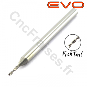 Fraise 2 dents FishTail 1mm LU 4mm Q 3.175mm EVO