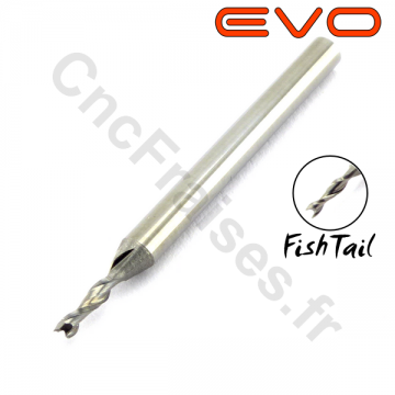 Fraise 2 levres FishTail 1.5 mm LU 6 mm queue 3.175 mm EVO