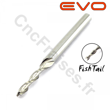 Fraise 2 dents FishTail 2mm LU 12mm Q 3.175mm EVO