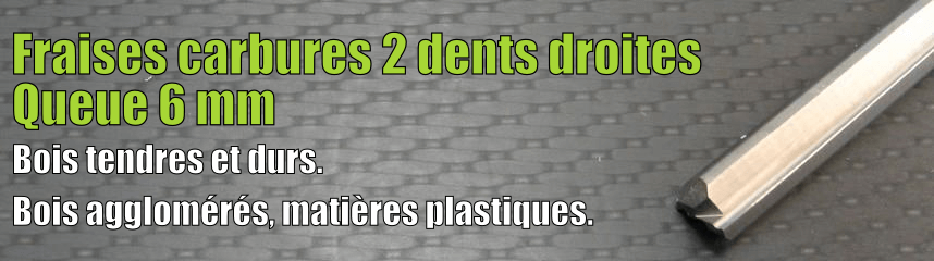 Fraise 2 dents droites carbure 6mm LU 32 mm Q 6 mm EVOBLACK