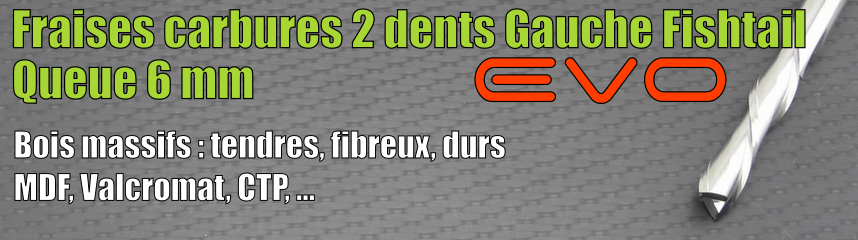 Carbures 2 dents gauche fishtail EVO