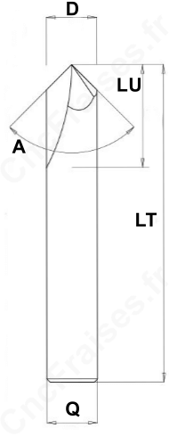 Fraise à chanfreiner-noyer à 90° anti-vibratoire en HSS-E revêtu TiAlN,  diamètre 6,3 mm, 3 dents, DIN 335C