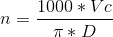 Calcul frequence rotation de la broche